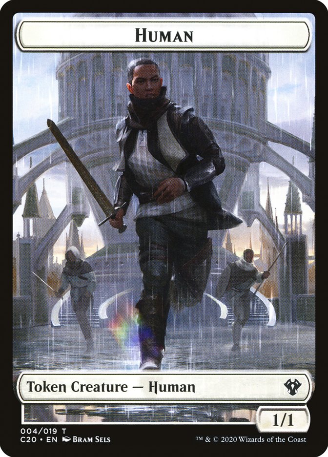 Human // Treasure Double-sided Token [Commander 2020 Tokens] | Game Haven TX