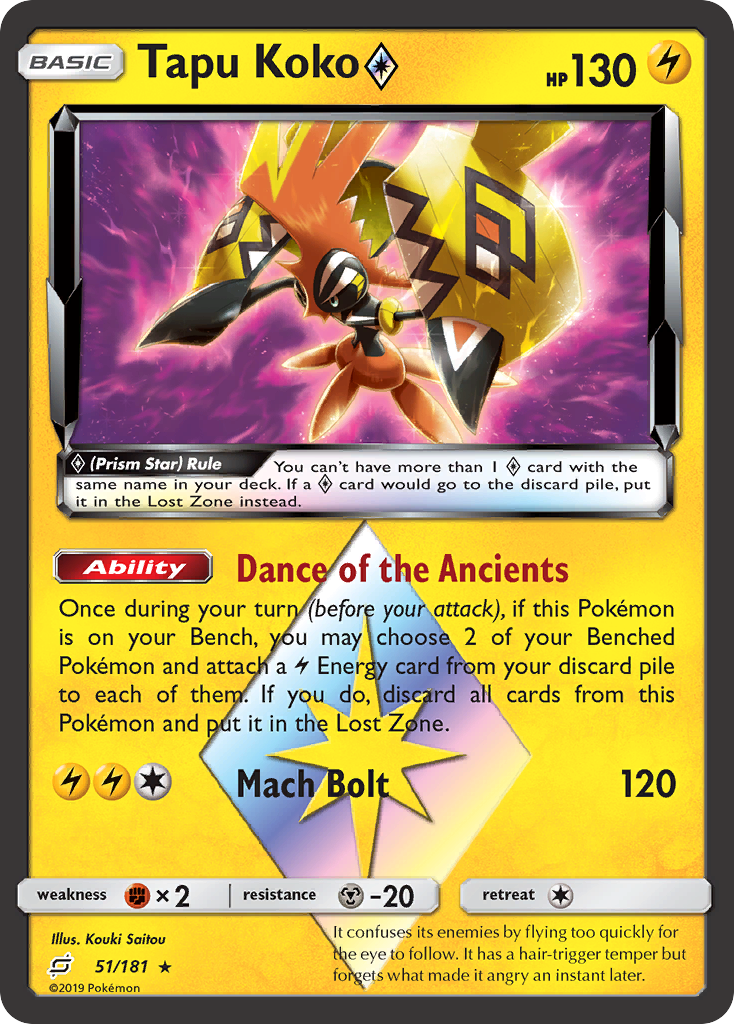 Tapu Koko (51/181) (Prism Star) [Sun & Moon: Team Up] | Game Haven TX