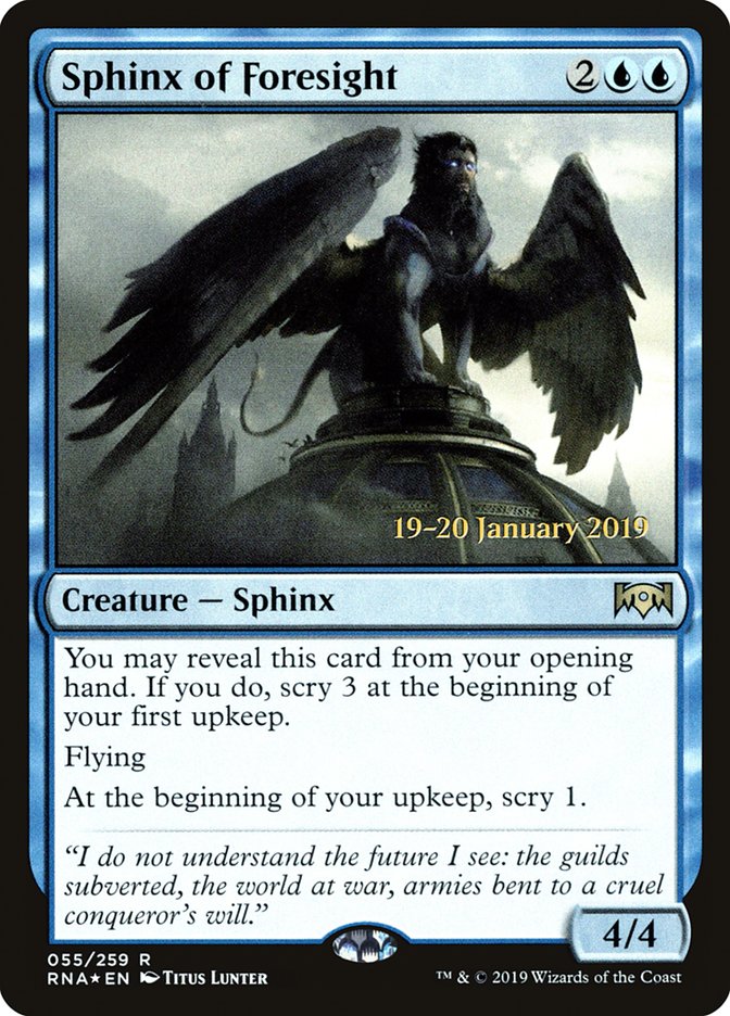 Sphinx of Foresight [Ravnica Allegiance Promos] | Game Haven TX