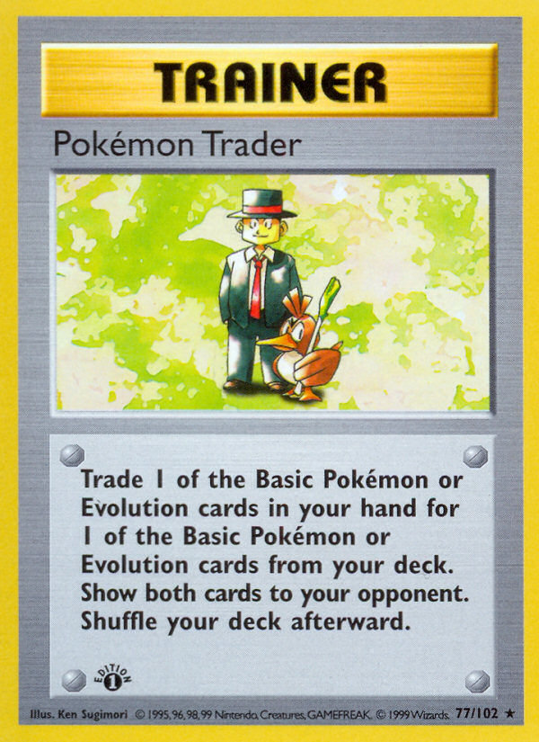 Pokemon Trader (77/102) (Shadowless) [Base Set 1st Edition] | Game Haven TX