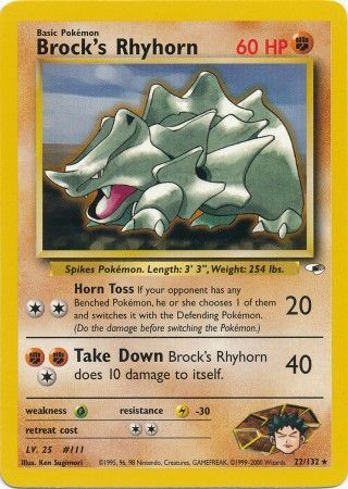 Brock's Rhyhorn (22/132) [Gym Heroes Unlimited] | Game Haven TX