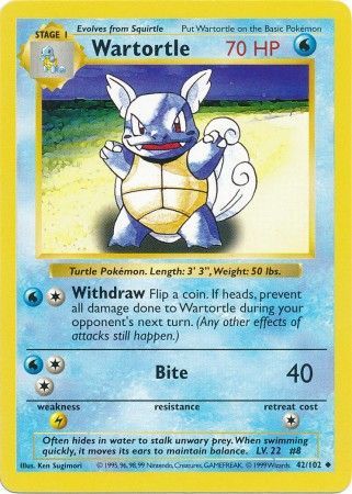 Wartortle (42/102) [Base Set Shadowless Unlimited] | Game Haven TX