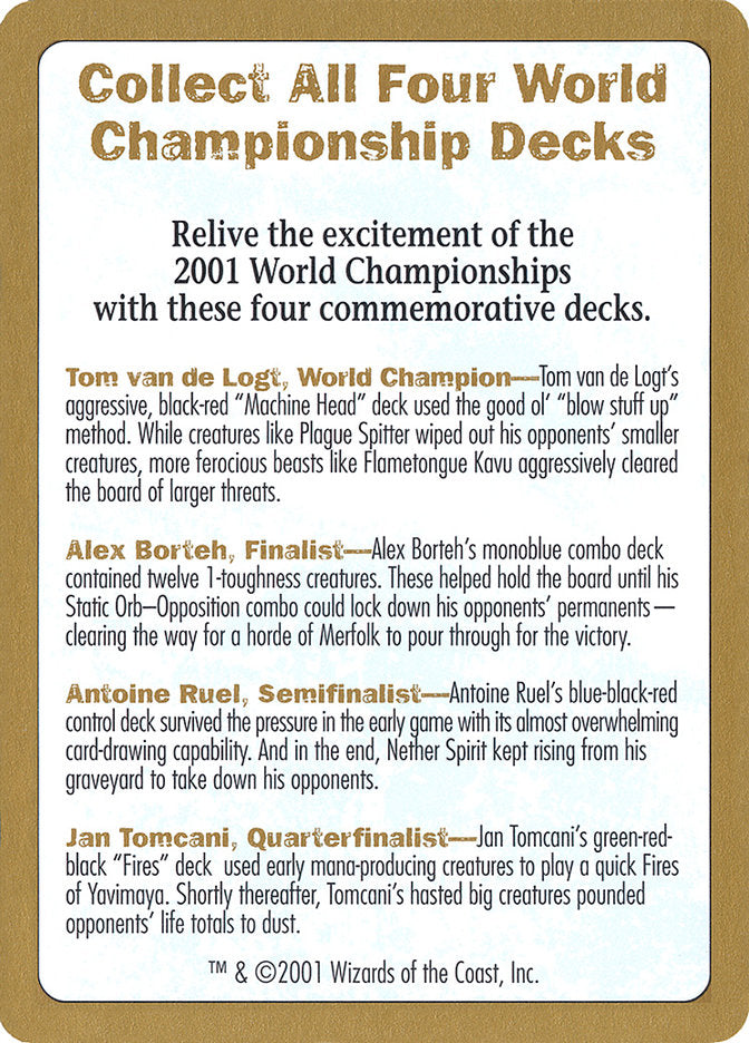 2001 World Championships Ad [World Championship Decks 2001] | Game Haven TX