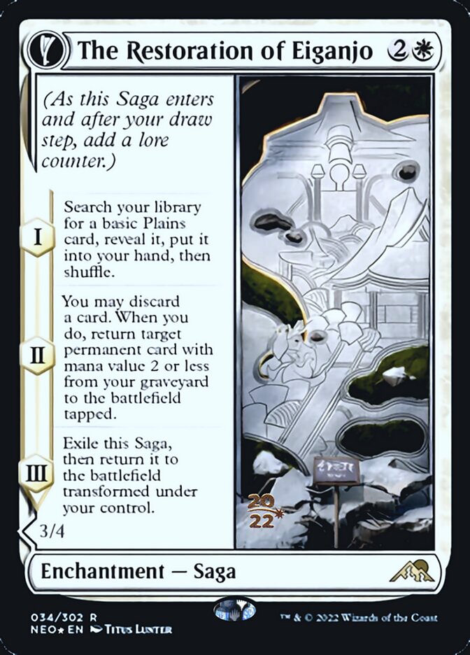 The Restoration of Eiganjo // Architect of Restoration [Kamigawa: Neon Dynasty Prerelease Promos] | Game Haven TX