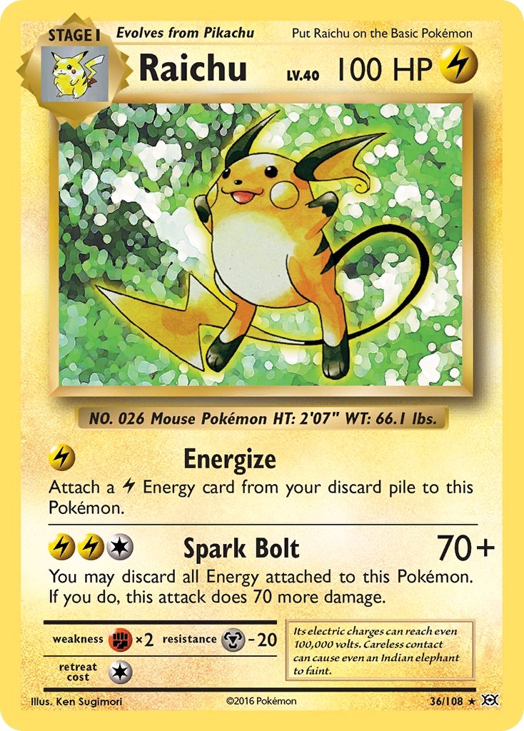Raichu (36/108) (Theme Deck Exclusive) [XY: Evolutions] | Game Haven TX
