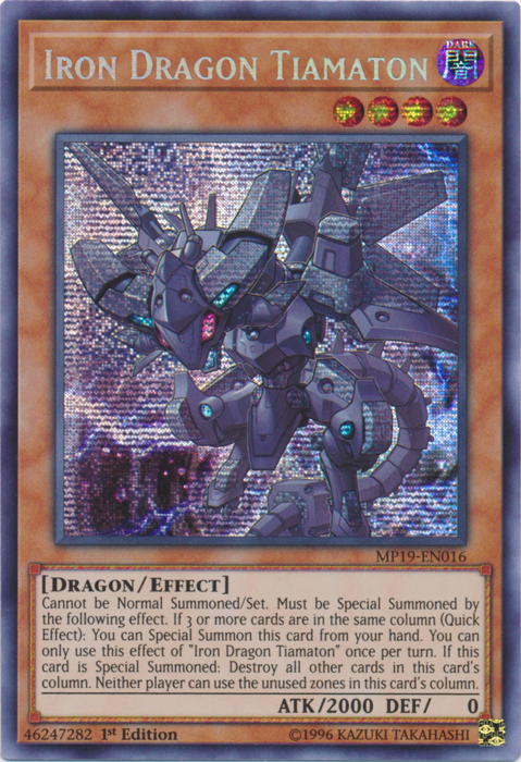 Iron Dragon Tiamaton [MP19-EN016] Prismatic Secret Rare | Game Haven TX