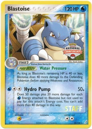 Blastoise (14/100) (National Championship Promo Staff) [EX: Crystal Guardians] | Game Haven TX