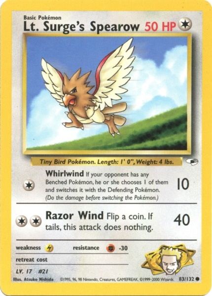 Lt. Surge's Spearow (83/132) [Gym Heroes Unlimited] | Game Haven TX