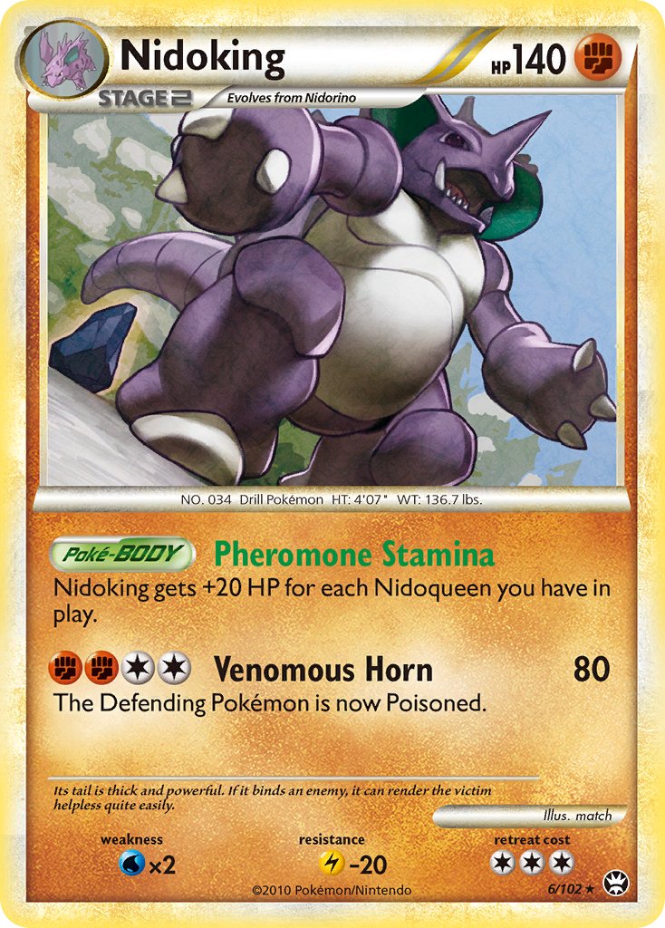 Nidoking (6/102) (Cracked Ice Holo) (Theme Deck Exclusive) [HeartGold & SoulSilver: Triumphant] | Game Haven TX