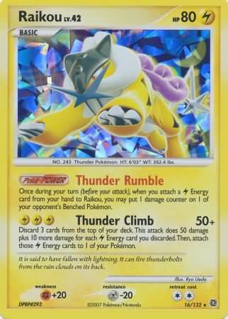 Raikou (16/132) (Cracked Ice Holo) [Diamond & Pearl: Secret Wonders] | Game Haven TX