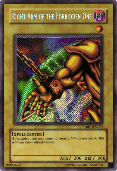 Right Arm of the Forbidden One [UBP1-EN003] Secret Rare | Game Haven TX