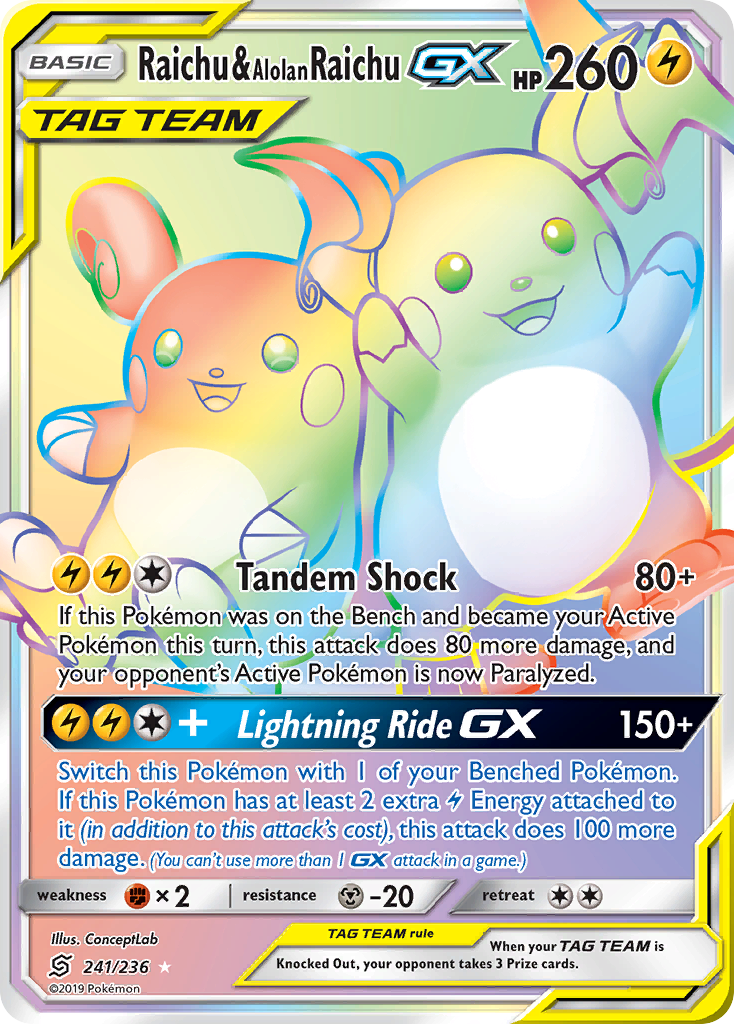 Raichu & Alolan Raichu GX (241/236) [Sun & Moon: Unified Minds] | Game Haven TX