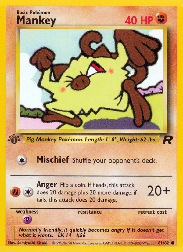 Mankey (61/82) [Team Rocket 1st Edition] | Game Haven TX