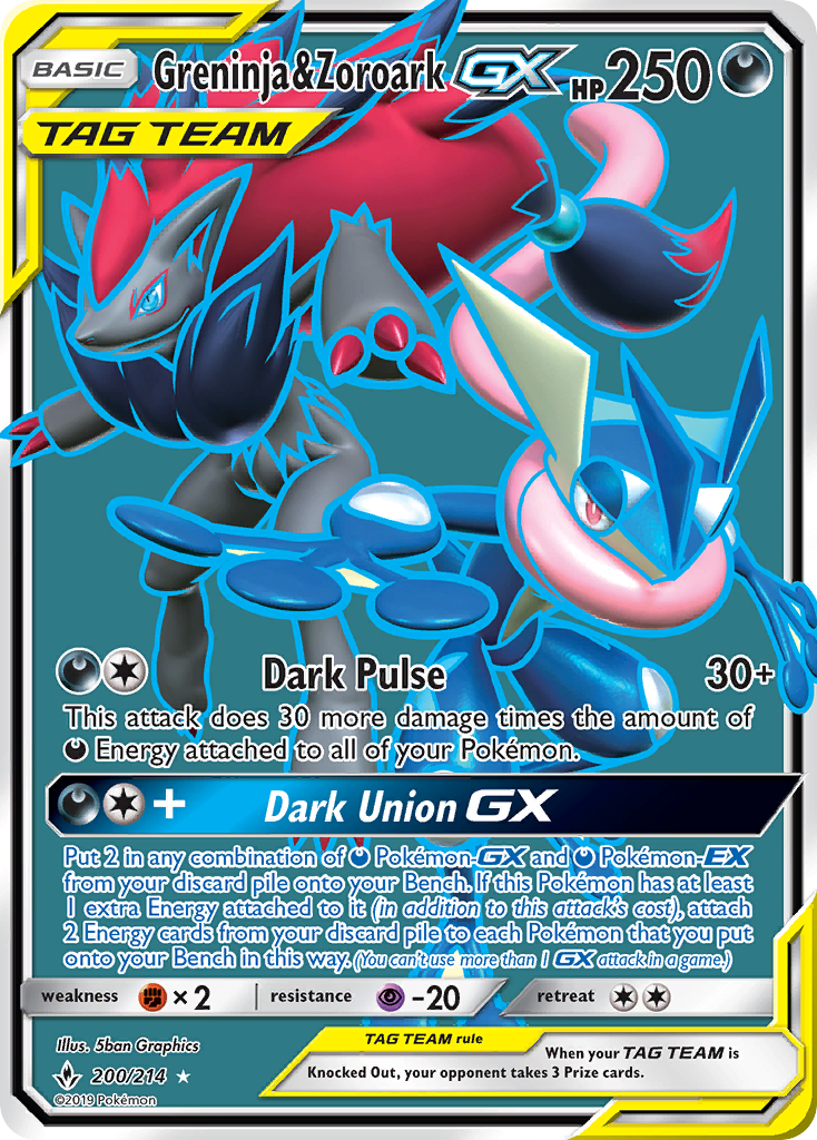 Greninja & Zoroark GX (200/214) [Sun & Moon: Unbroken Bonds] | Game Haven TX