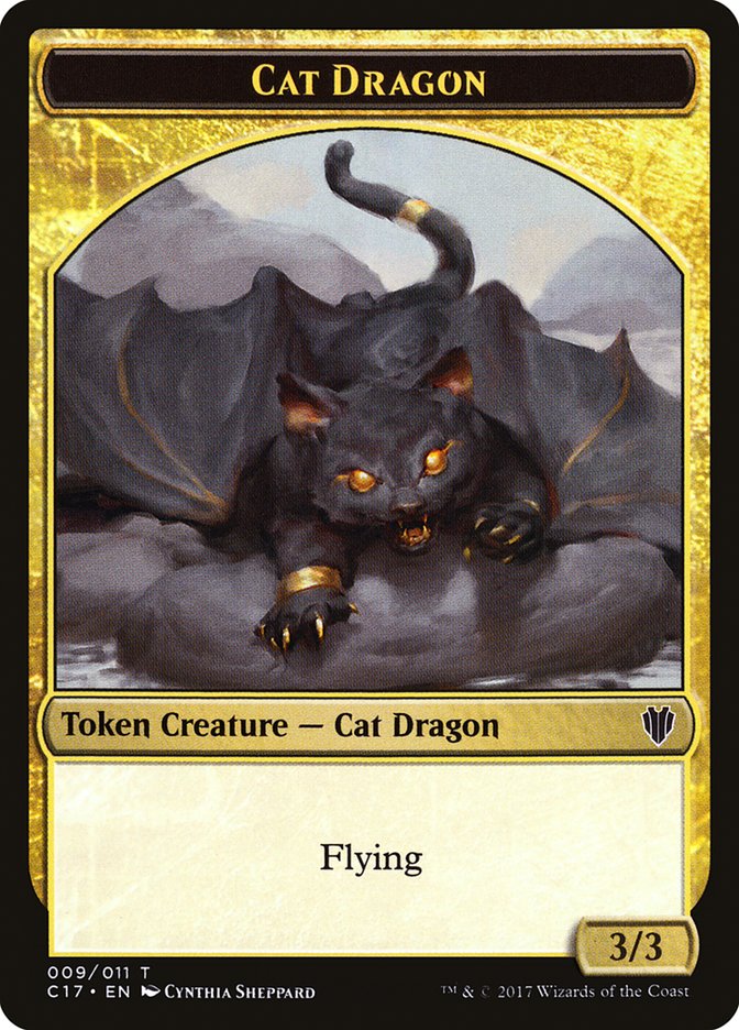 Cat Dragon // Dragon (007) Double-sided Token [Commander 2017 Tokens] | Game Haven TX