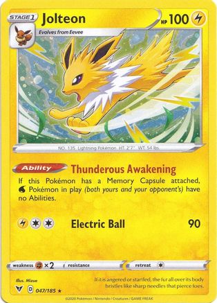 Jolteon (047/185) (Cosmos Holo) [Sword & Shield: Vivid Voltage] | Game Haven TX