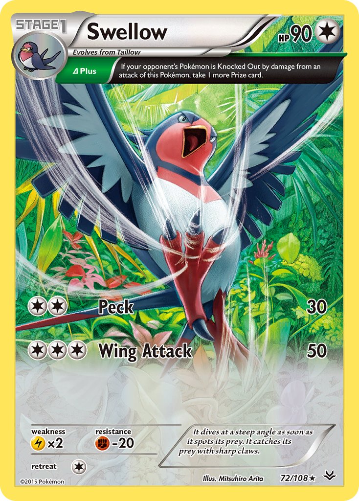 Swellow (72/108) (Theme Deck Exclusive) [XY: Roaring Skies] | Game Haven TX