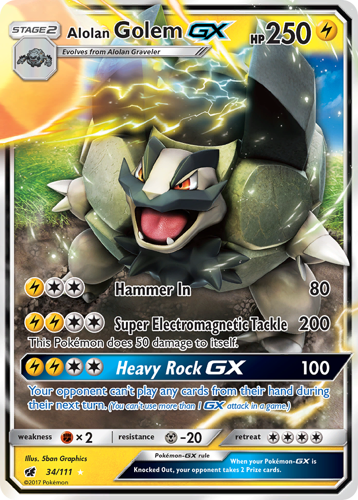 Alolan Golem GX (34/111) [Sun & Moon: Crimson Invasion] | Game Haven TX