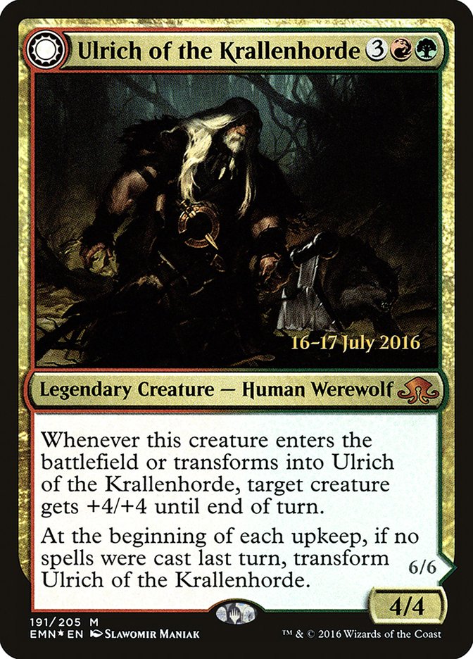 Ulrich of the Krallenhorde // Ulrich, Uncontested Alpha [Eldritch Moon Promos] | Game Haven TX