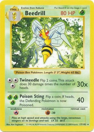 Beedrill (17/102) [Base Set Shadowless Unlimited] | Game Haven TX