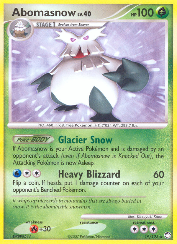 Abomasnow (19/123) [Diamond & Pearl: Mysterious Treasures] | Game Haven TX
