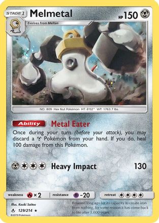 Melmetal (129/214) (Cosmos Holo) [Sun & Moon: Unbroken Bonds] | Game Haven TX