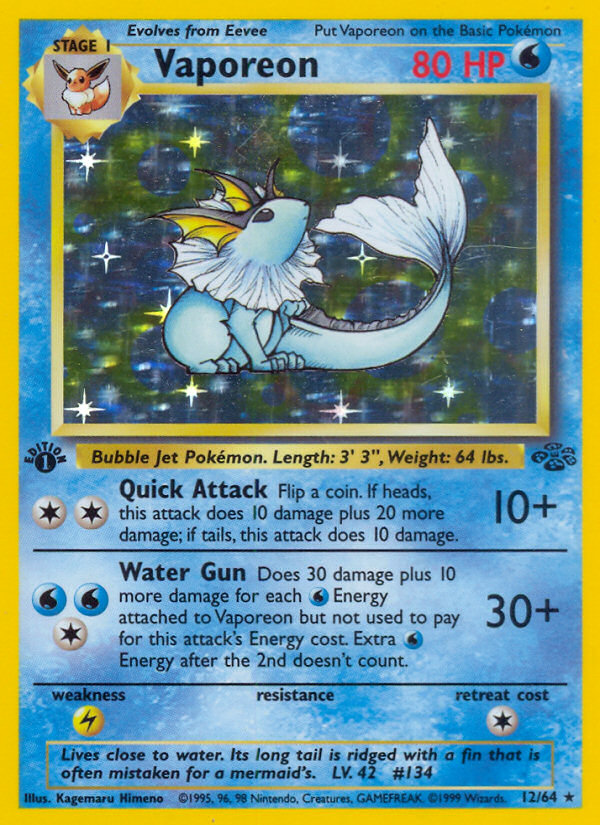 Vaporeon (12/64) [Jungle 1st Edition] | Game Haven TX