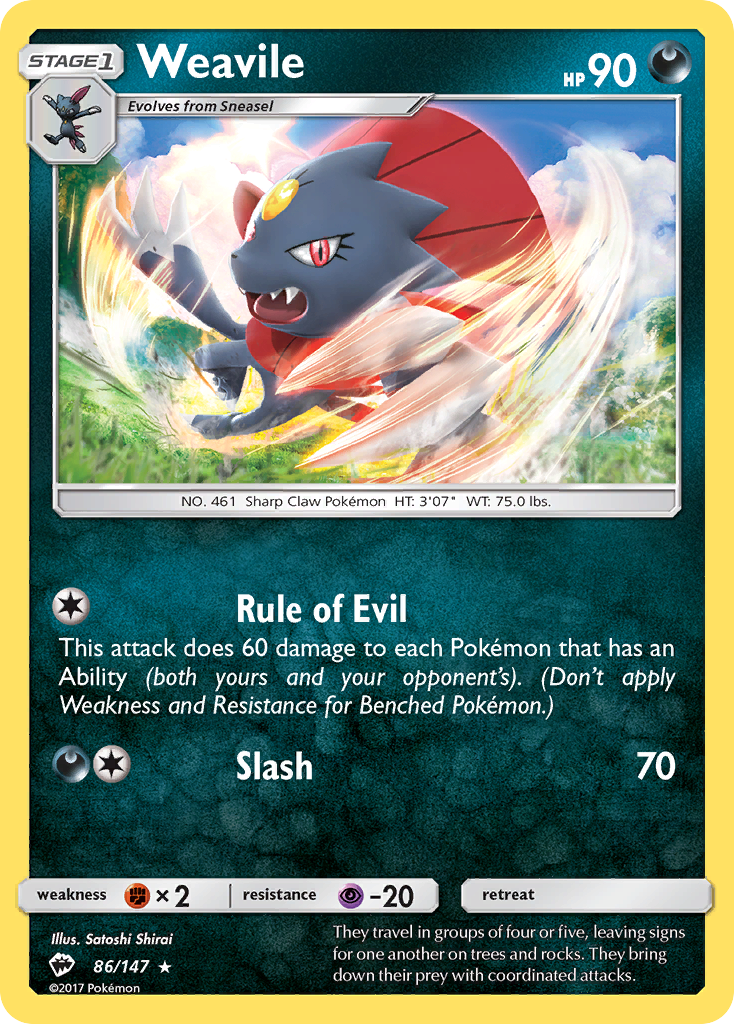 Weavile (86/147) [Sun & Moon: Burning Shadows] | Game Haven TX