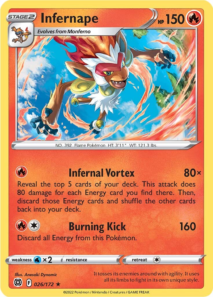 Infernape (026/172) (Theme Deck Exclusive) [Sword & Shield: Brilliant Stars] | Game Haven TX