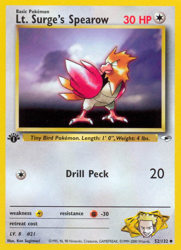 Lt. Surge's Spearow (52/132) [Gym Heroes 1st Edition] | Game Haven TX