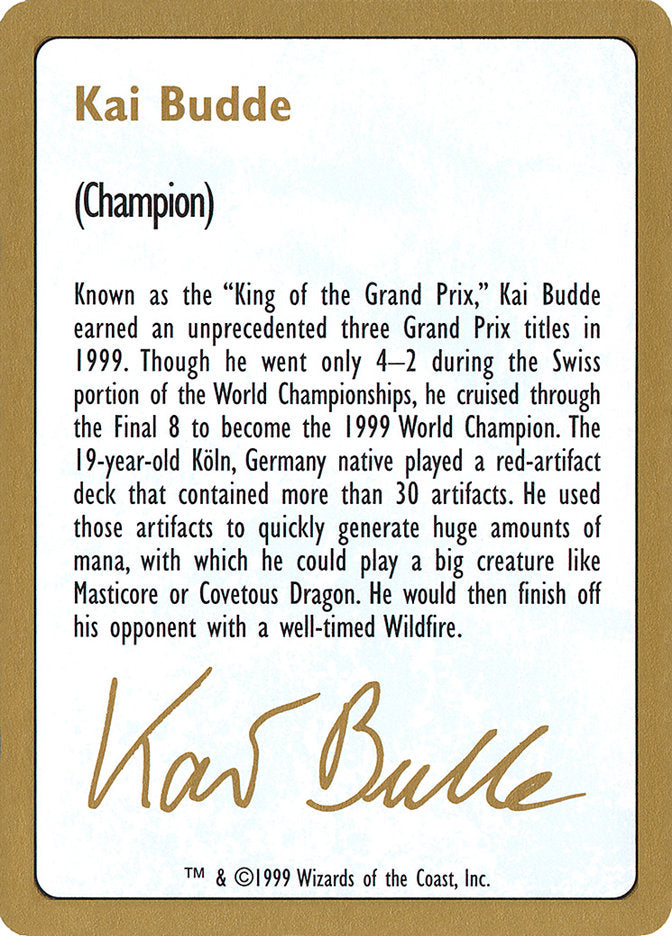 Kai Budde Bio [World Championship Decks 1999] | Game Haven TX