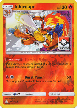 Infernape (23/156) (League Promo) [Sun & Moon: Ultra Prism] | Game Haven TX