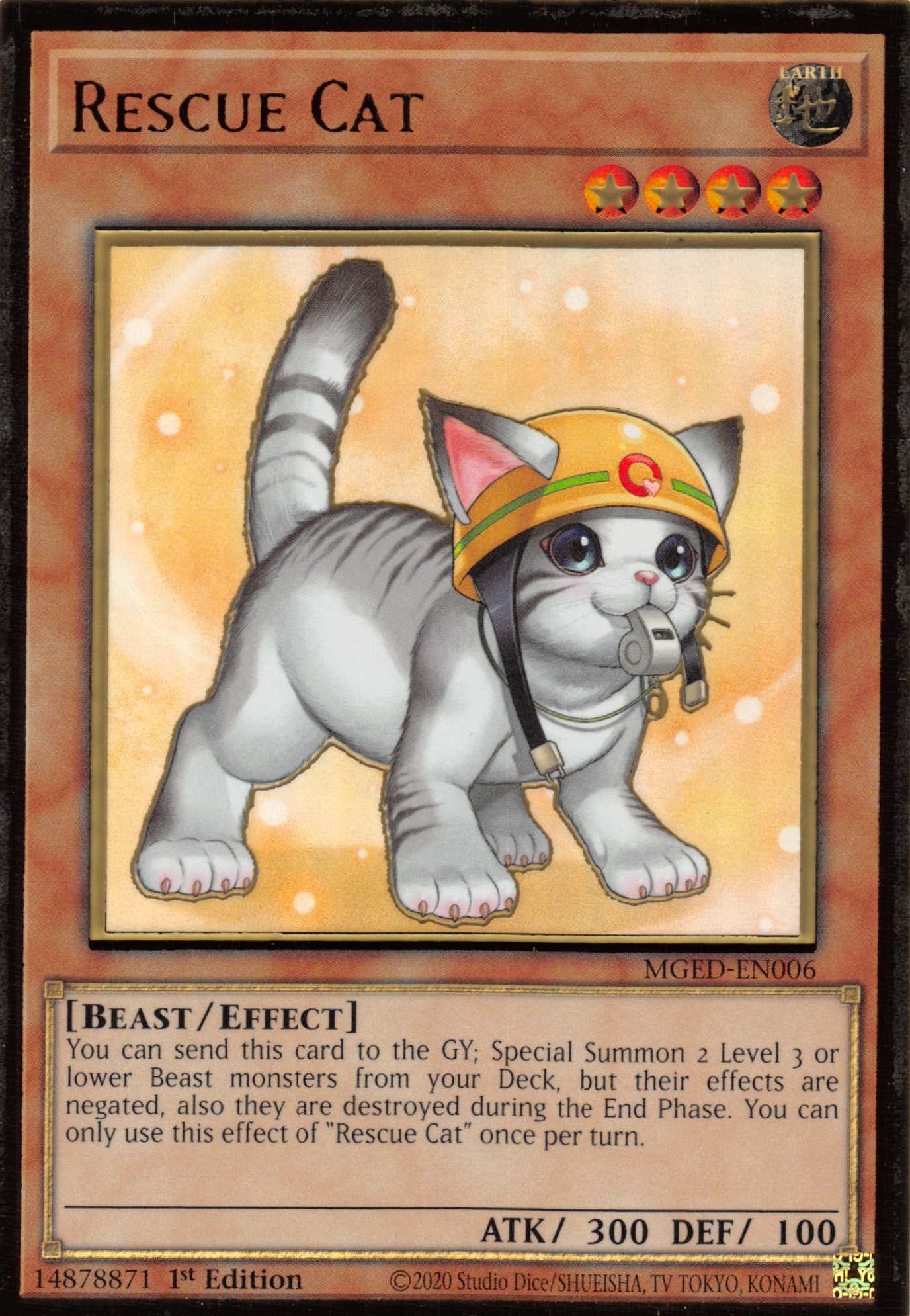 Rescue Cat (Alternate Art) [MGED-EN006] Gold Rare | Game Haven TX