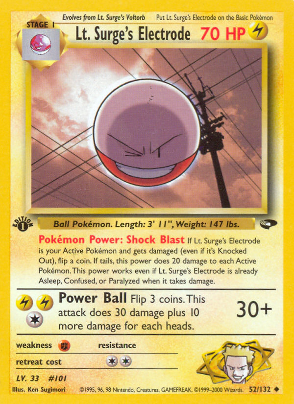 Lt. Surge's Electrode (52/132) [Gym Challenge 1st Edition] | Game Haven TX