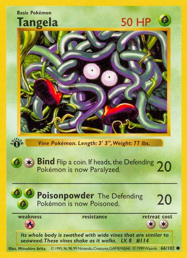 Tangela (66/102) (Shadowless) [Base Set 1st Edition] | Game Haven TX