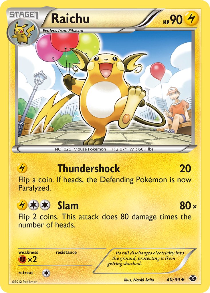 Raichu (40/99) (Cosmos Holo) (Blister Exclusive) [Black & White: Next Destinies] | Game Haven TX