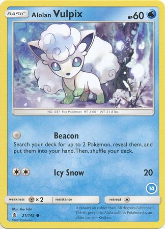Alolan Vulpix (21/145) (Deck Exclusive #14) [Sun & Moon: Trainer Kit - Alolan Ninetales] | Game Haven TX