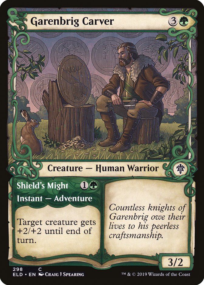 Garenbrig Carver // Shield's Might (Showcase) [Throne of Eldraine] | Game Haven TX