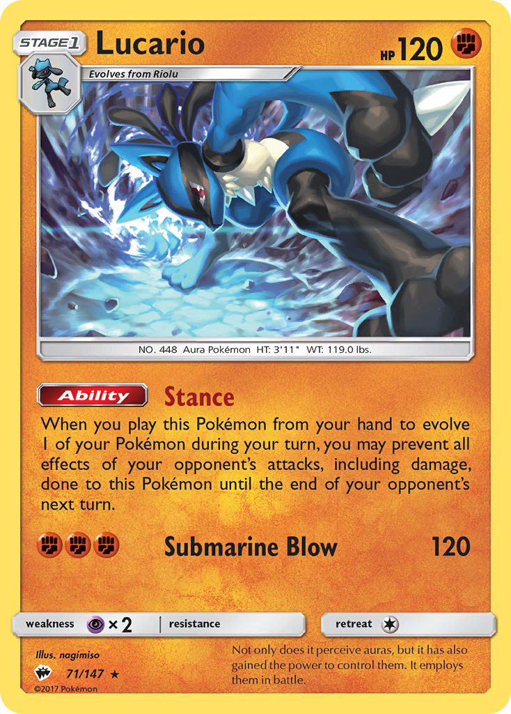 Lucario (71/147) [Sun & Moon: Burning Shadows] | Game Haven TX