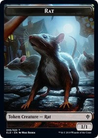 Rat // Food (18) Double-sided Token [Throne of Eldraine Tokens] | Game Haven TX