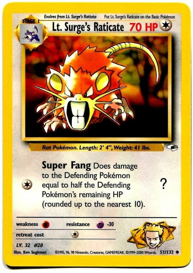 Lt. Surge's Raticate (51/132) [Gym Heroes Unlimited] | Game Haven TX