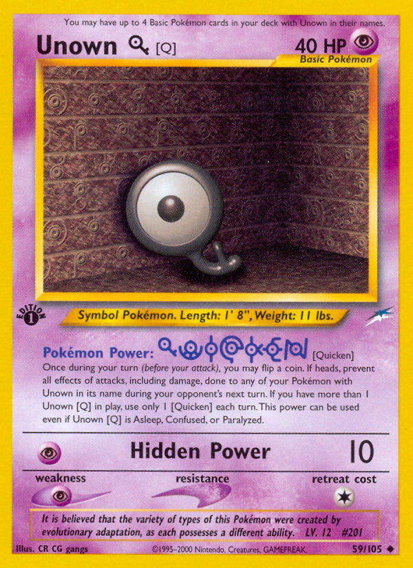 Unown [Q] (59/105) [Neo Destiny 1st Edition] | Game Haven TX