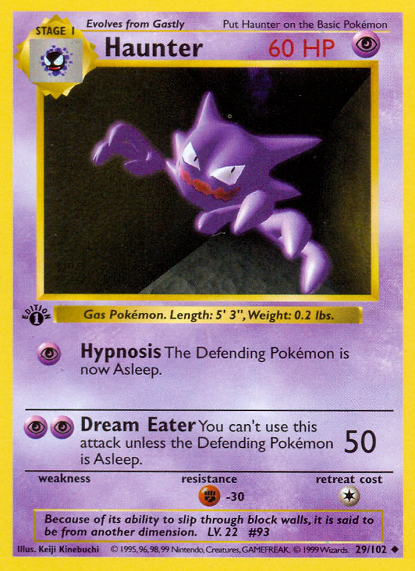 Haunter (29/102) (Shadowless) [Base Set 1st Edition] | Game Haven TX