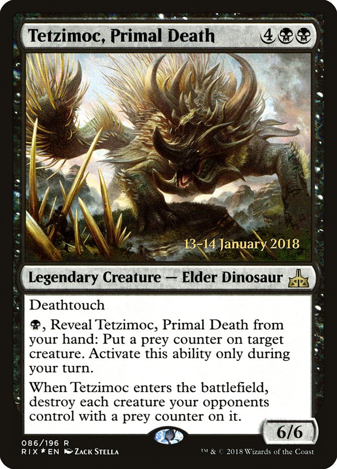 Tetzimoc, Primal Death [Rivals of Ixalan Prerelease Promos] | Game Haven TX