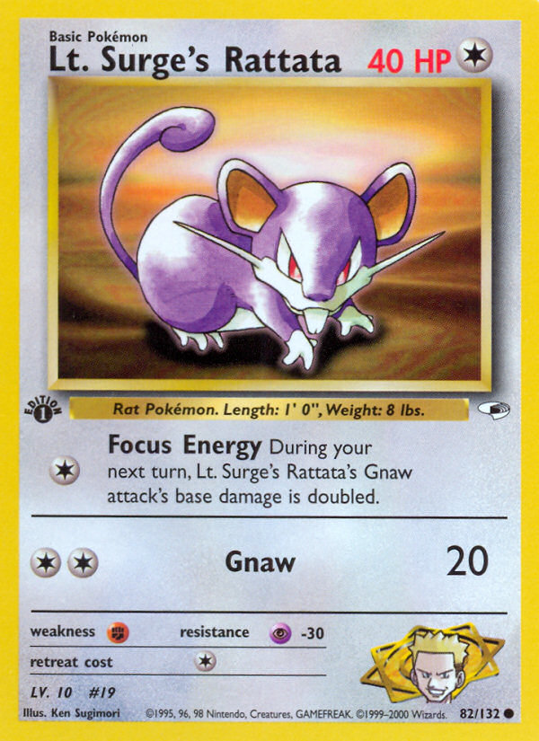 Lt. Surge's Rattata (82/132) [Gym Heroes 1st Edition] | Game Haven TX