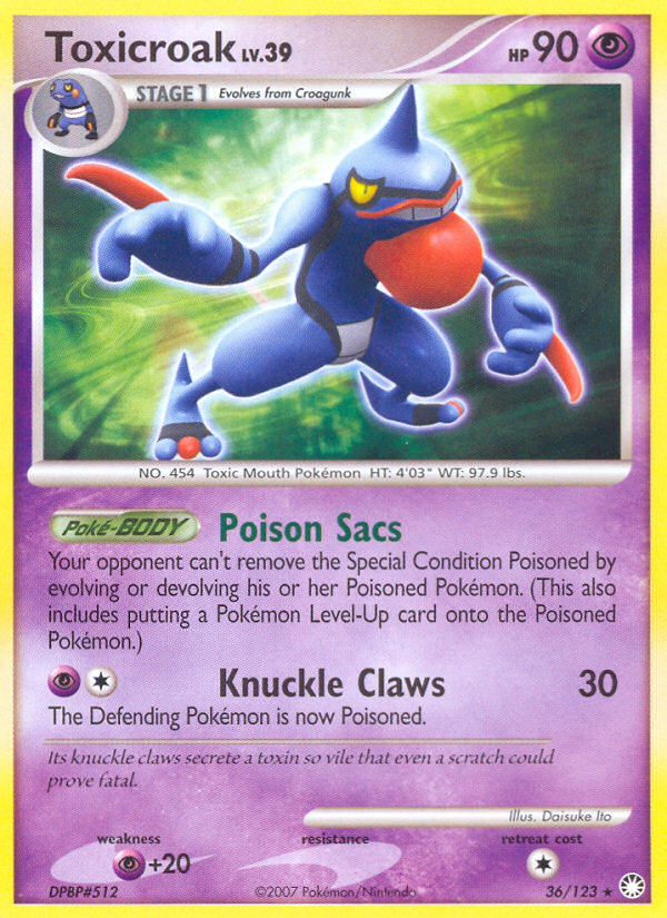 Toxicroak (36/123) [Diamond & Pearl: Mysterious Treasures] | Game Haven TX