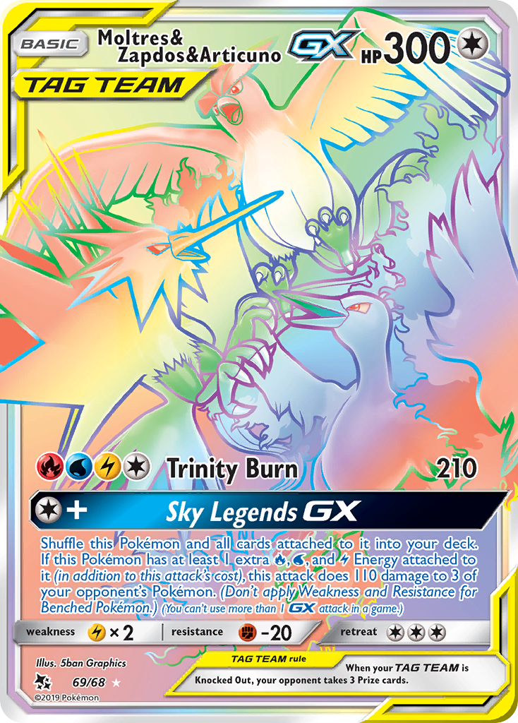 Moltres & Zapdos & Articuno GX (69/68) [Sun & Moon: Hidden Fates] | Game Haven TX