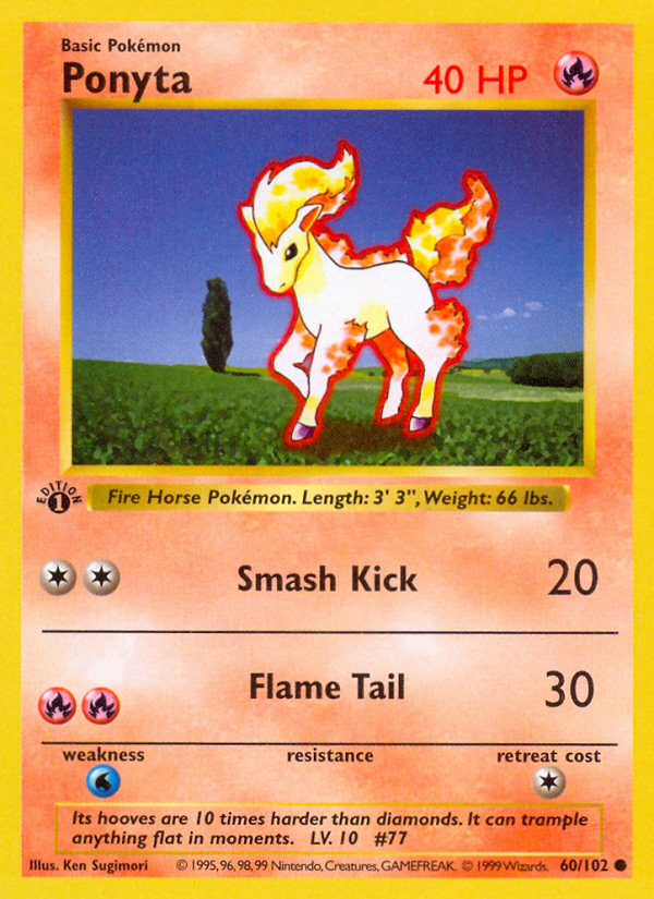 Ponyta (60/102) (Shadowless) [Base Set 1st Edition] | Game Haven TX