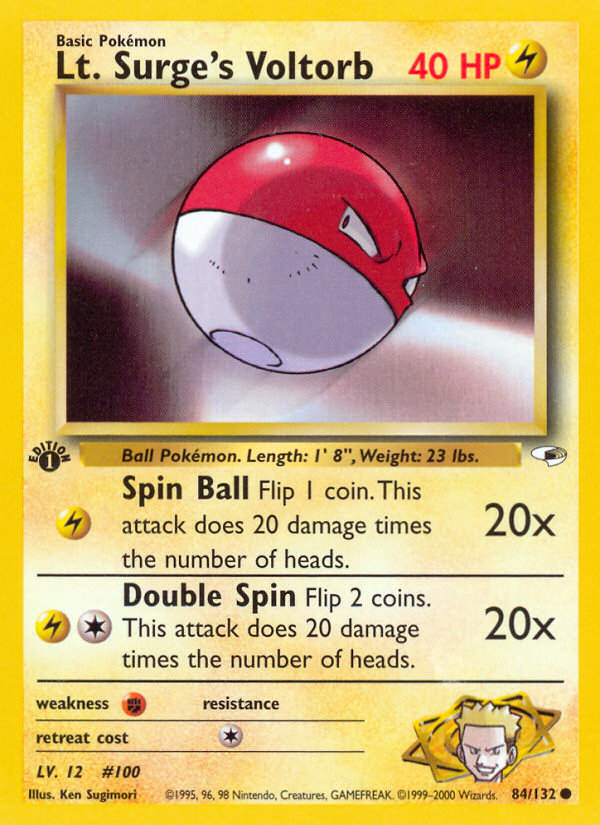 Lt. Surge's Voltorb (84/132) [Gym Heroes 1st Edition] | Game Haven TX