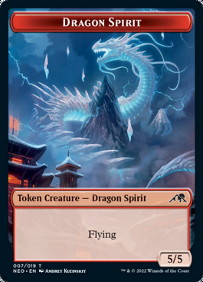 Spirit (002) // Dragon Spirit Double-sided Token [Kamigawa: Neon Dynasty Tokens] | Game Haven TX